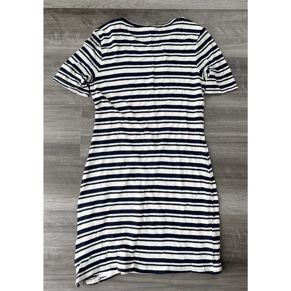 Splendid Blue White Striped Dress Lace Up Hem Medium M Stretch K7 - Picture 2 of 4